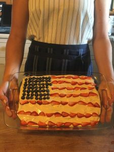 US Flag Cake decorated with Maple Frosting