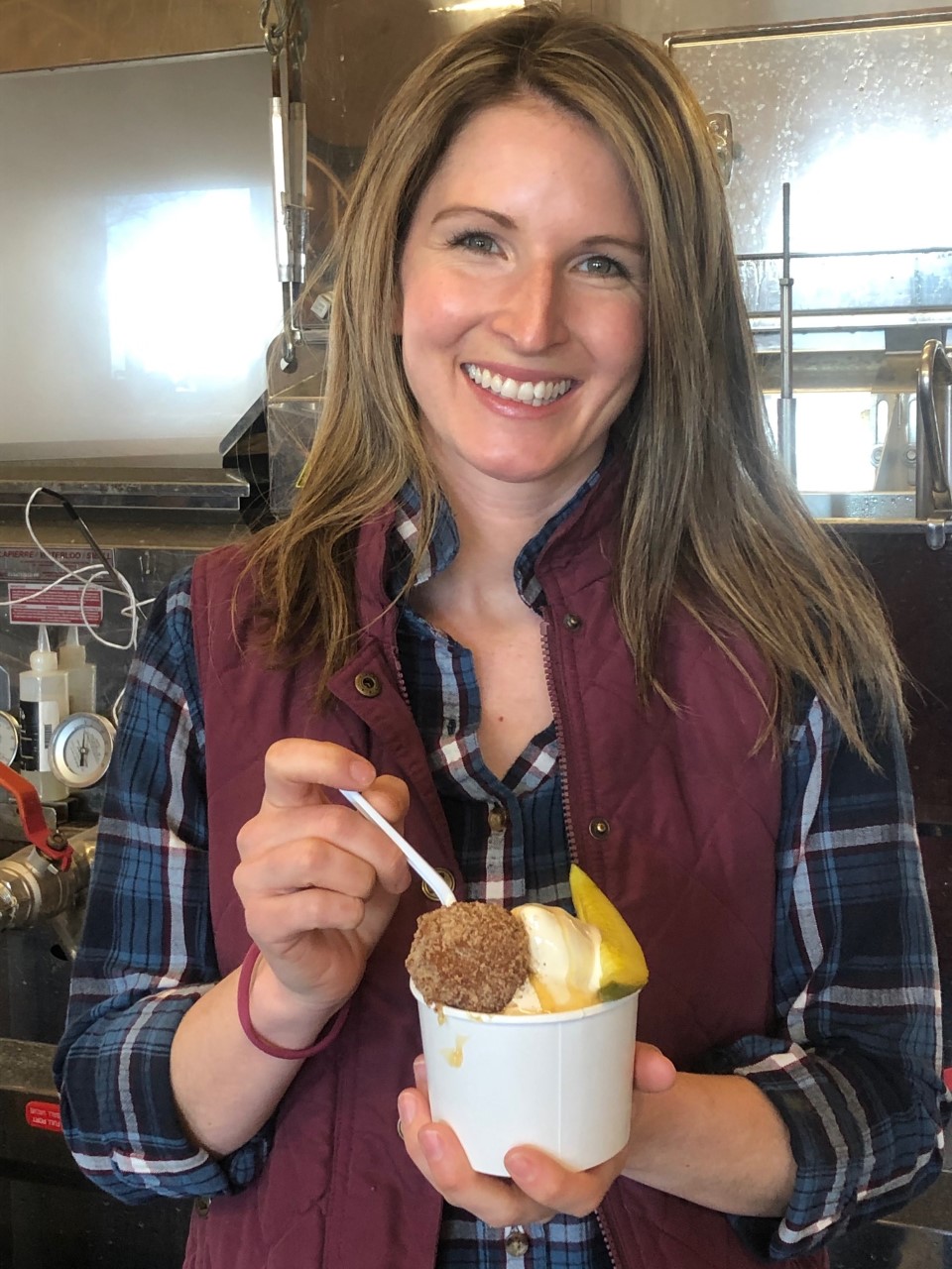 Abby eating a maple sundae